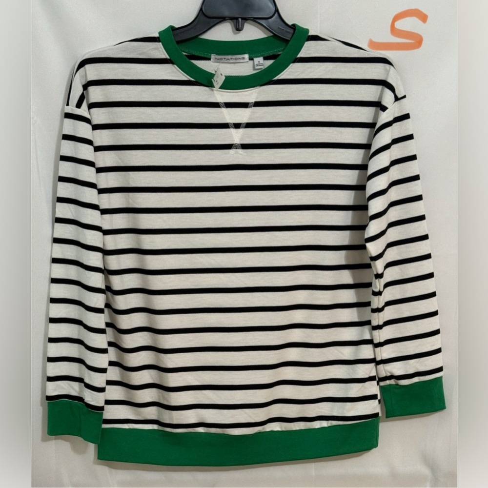 Notations Black and Green Boxy Sweatshirt